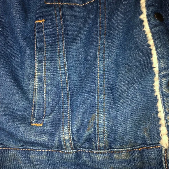 Vintage Masterpiece Apparel Denim Jacket Sherpa Lining Trucker Jean Jacket XL - Picture 6 of 12